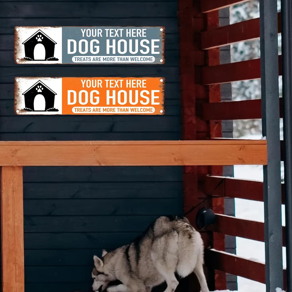 1pc Retro Vintage Aluminum Dog House Sign Custom Text 15.75x3.94 Inch Street Decor for Pet Lovers