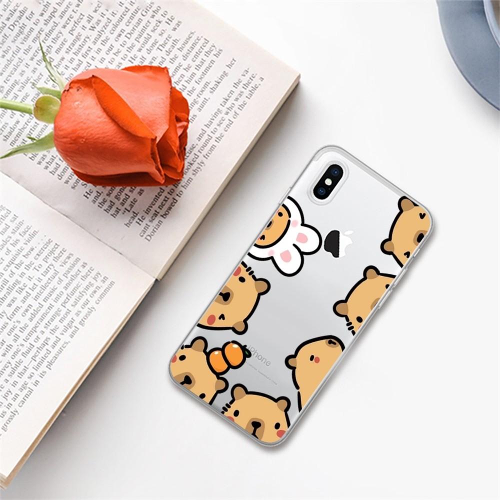 Cartoon Cute Capybara Phone Case For iPhone 14 13 12 11 Pro Max XS X XR SE 2020 6 7 8 Plus Mini Protective Cover