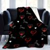 Black heart plaid blanket Valentine's Day plaid blanket soft and comfortable suitable for sofa bed outdoor birthday holiday gift