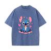 SX-38 MINISO 2026 Summer Vintage Wash  Printed Pure Cotton Shoulder Style Men's and Women's Round Neck Short Sleeved Couple T-shirt