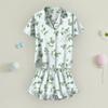 Children's Home Clothes Pajamas Set Short-sleeved Top Shorts Two-piece Set Outer Wear Play Cardigan Clothes