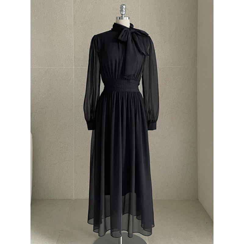 Корейское шикарное платье с длинными рукавами и шнуровкой для женщин