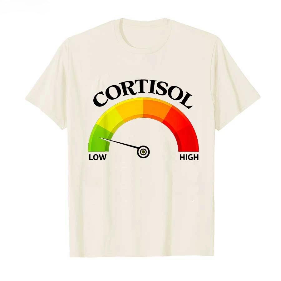 Retro Funny Low Cortisol Levels V Meme Tshirt for Unisex Women Summer Fashion Cotton T Shirts Short Sleeve Tops