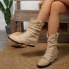 Large Size Women Shoes 2026 Autumn Winter New Fashion Pointed Frosted Suede Boots Vintage Outdoor Non Slip Luxury Mid-calf Boots