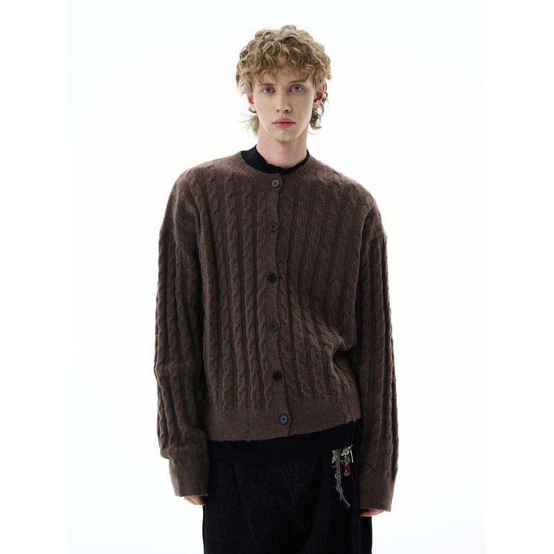 Kisko Autumn and Winter American-Style Commuter Casual Cable Knit Sweater for Men and Women, High-End Loose Cardigan Jacket