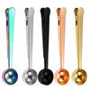 Creative Titanium-Plated Stainless Steel Coffee Spoon with Sealing Clip and Measuring Function for Milk Powder and Desserts