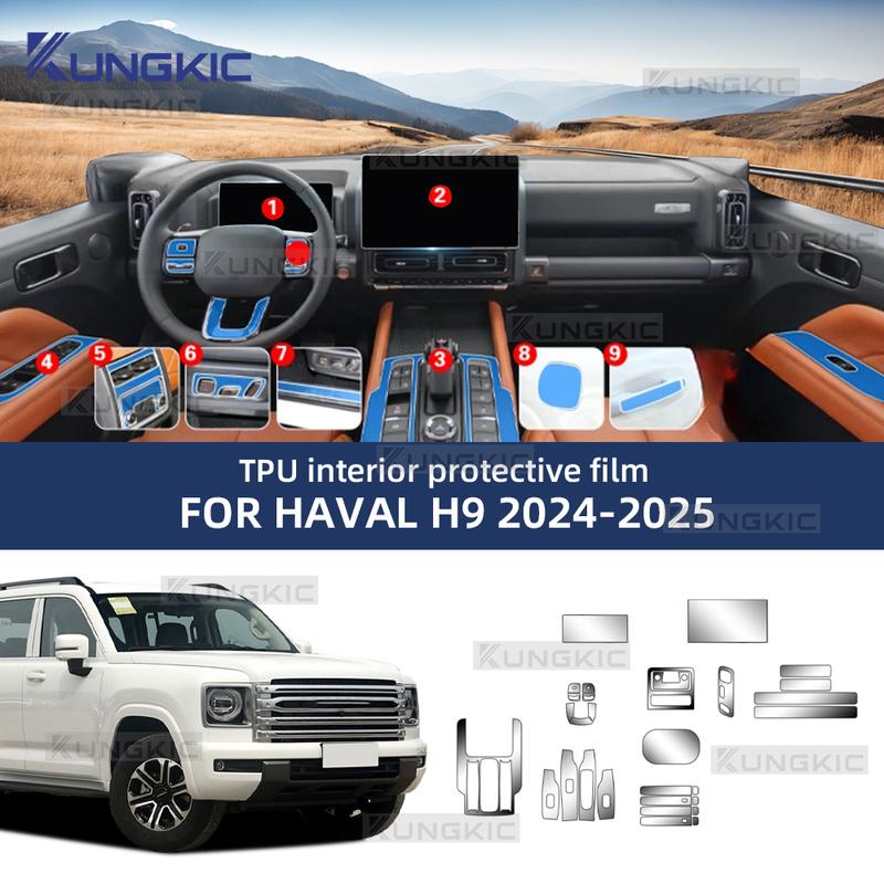 Für HAVAL H9 2024 2025 TPU Auto Innenfolie Transparent Control GPS-Bildschirm Fensterheber Kratzschutz Aufkleber PPF