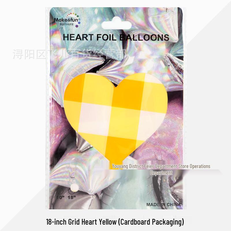 18" Heart Grid Birthday Party Backdrop Aluminum Balloons - Bulk/Individual Pack