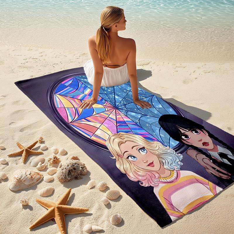 1pc Wednesday (7) Beach Towel, Comfortable and Thick, and Swimming/Bath/Picnic/Camping Towel, Suitable for Seaside Beaches