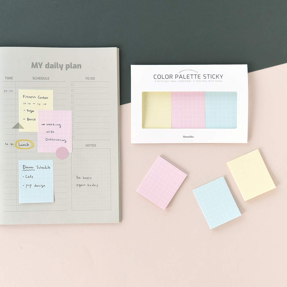 Monolike Color Palette Sticky Grid 300 B Set 4p 30 Sheets Per Adhesive Memo - Design,