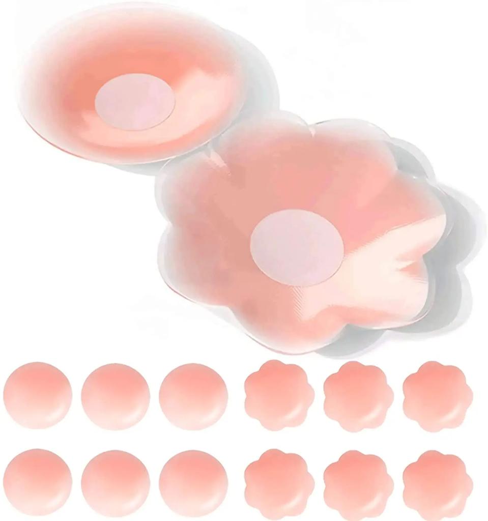 12PCS Reusable Silicone Breast Petals Invisible Seamless Nipple Lift Pads for Strapless Backless Dress Party Women Breast Petals