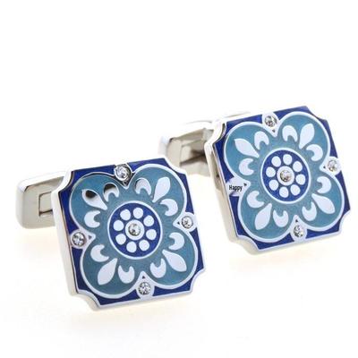 Blue Sky & White Clouds Enamel Cufflinks: Men's French Cuff Fashion for Business Elite
