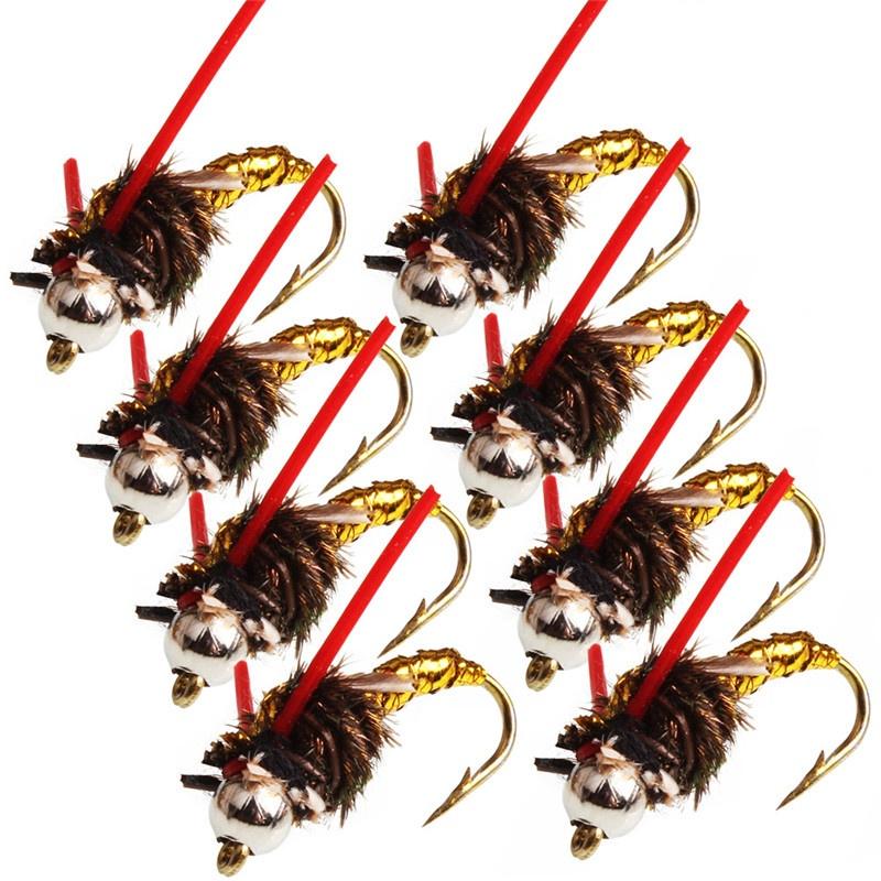 40pcs/ Box Red  Fly Fishing Lure Single Hook Dry Fly Fishing Trout Salmon Set Flies Fishing Lures