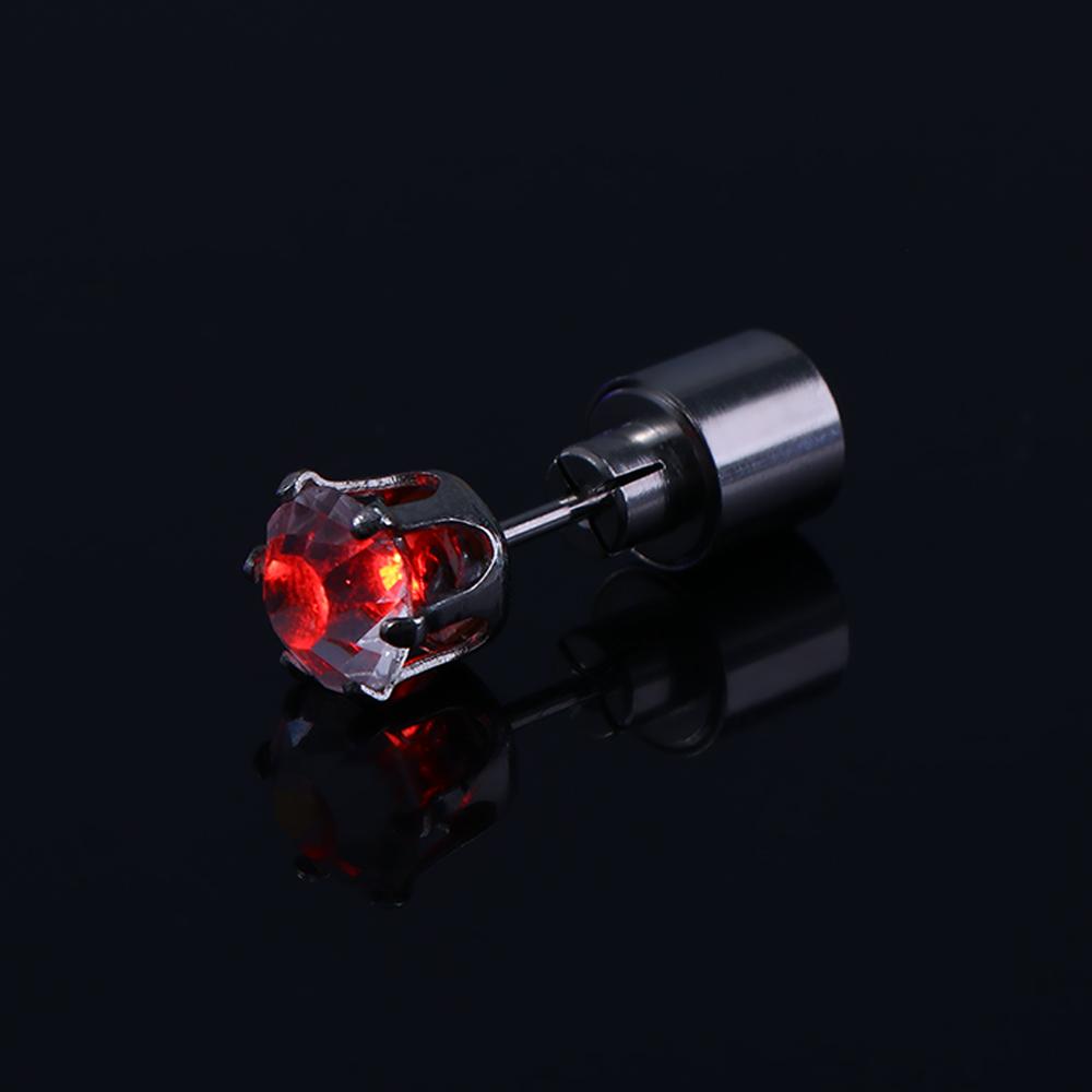 Cool Men Earrings LED Luminous DJ Dance Party Rhinestones Glow Earrings Light Up Earrings Female Ear Studs Diamond Earrings