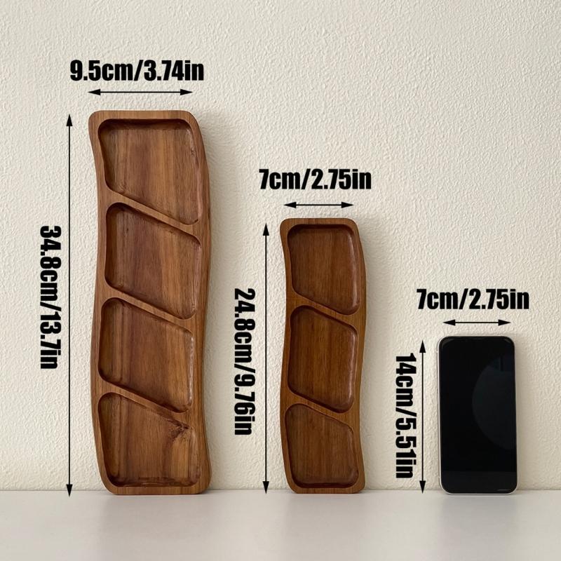 Multiple Compartment Storage Tray Made of Bamboos for Snacks Organization Prevents Flavor Mixing Stylish Irregular Color Pattern