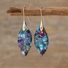 Bohemian Stone Contrasting Leaves Pendant Earrings Popular Jewelry Gifts
