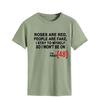 Roses Are Red Women's Loose Round Neck T-Shirt - Short Sleeve, Simple Design, 2021