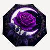 1pc Purple Rose Crescent Moon Wreath Umbrella with Plastic Handle,Suitable for All Seasons UmbrellaPT476