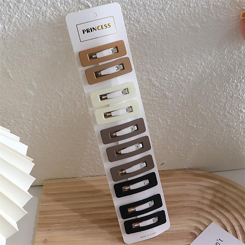 

10 шт. Модные заколки для волос цвета кофе с геометрическими подвесками в форме капли воды и квадрата для женщин и девочек, милые заколки для волос, детские аксессуары для волос