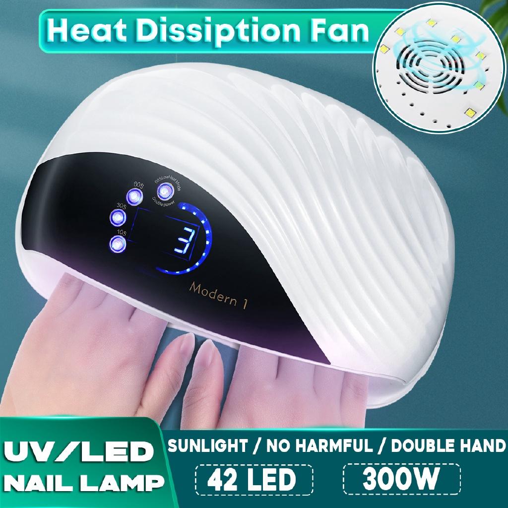 300W Professional LED Nail Lamp Quick Sensor Polish Gel Dryer Machine Double Light Source Infrared Intelligent 42Pcs