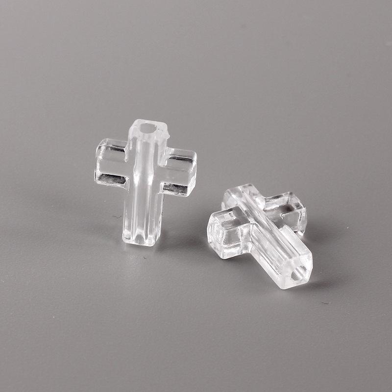 Z51 50PCS Cross Transparent Shape Spacer DIY Texture Jewelry Handmade Bracelet Necklace Decoration Accessories Trend Material
