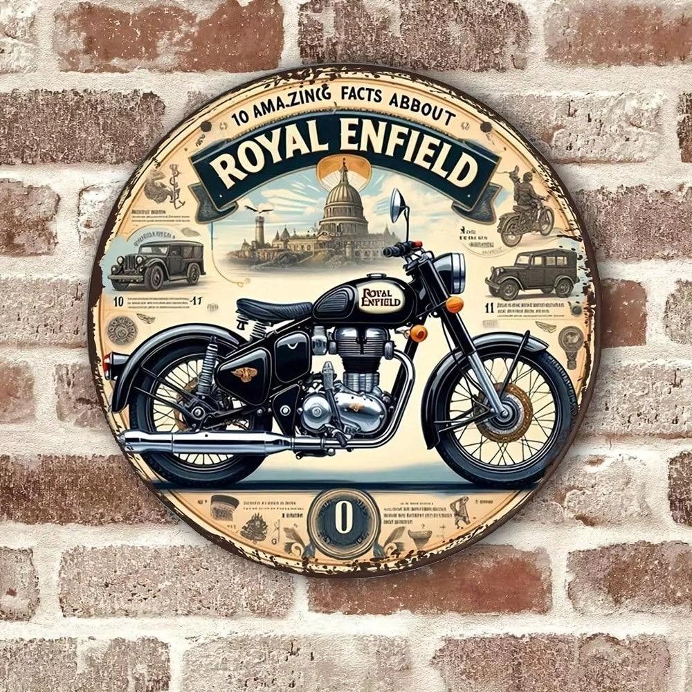 Vintage Metal Sign Round Retro Wall Art Garage Decor