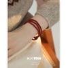 Multi-layer Nanhong Agate Bracelet Women's Light Luxury Niche Simple Natal Year Stacking Hand Jewelry