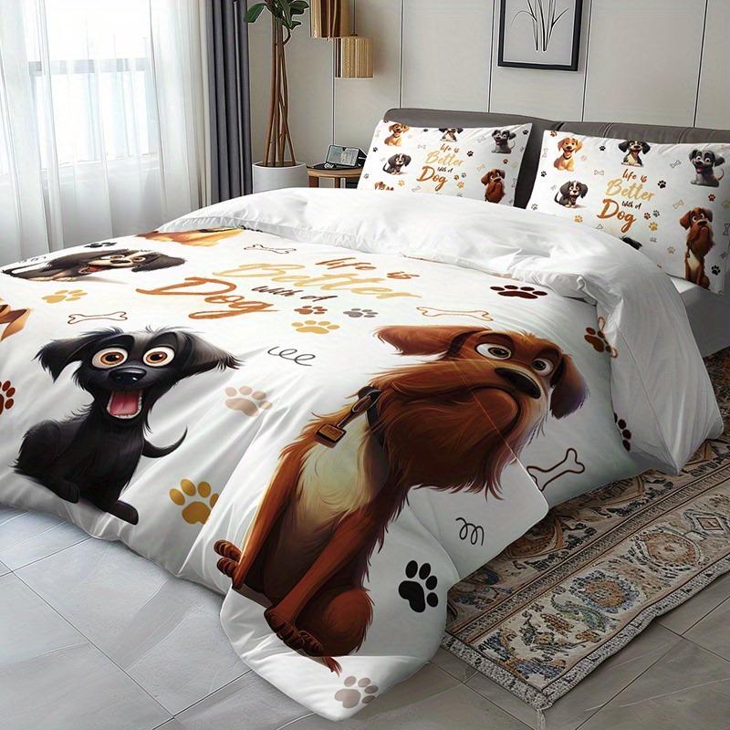Pet Dog Bedding Set, Elsa, Bear, Duvet Cover, Queen with Pillowcase, 3D, Children's Bedding Set