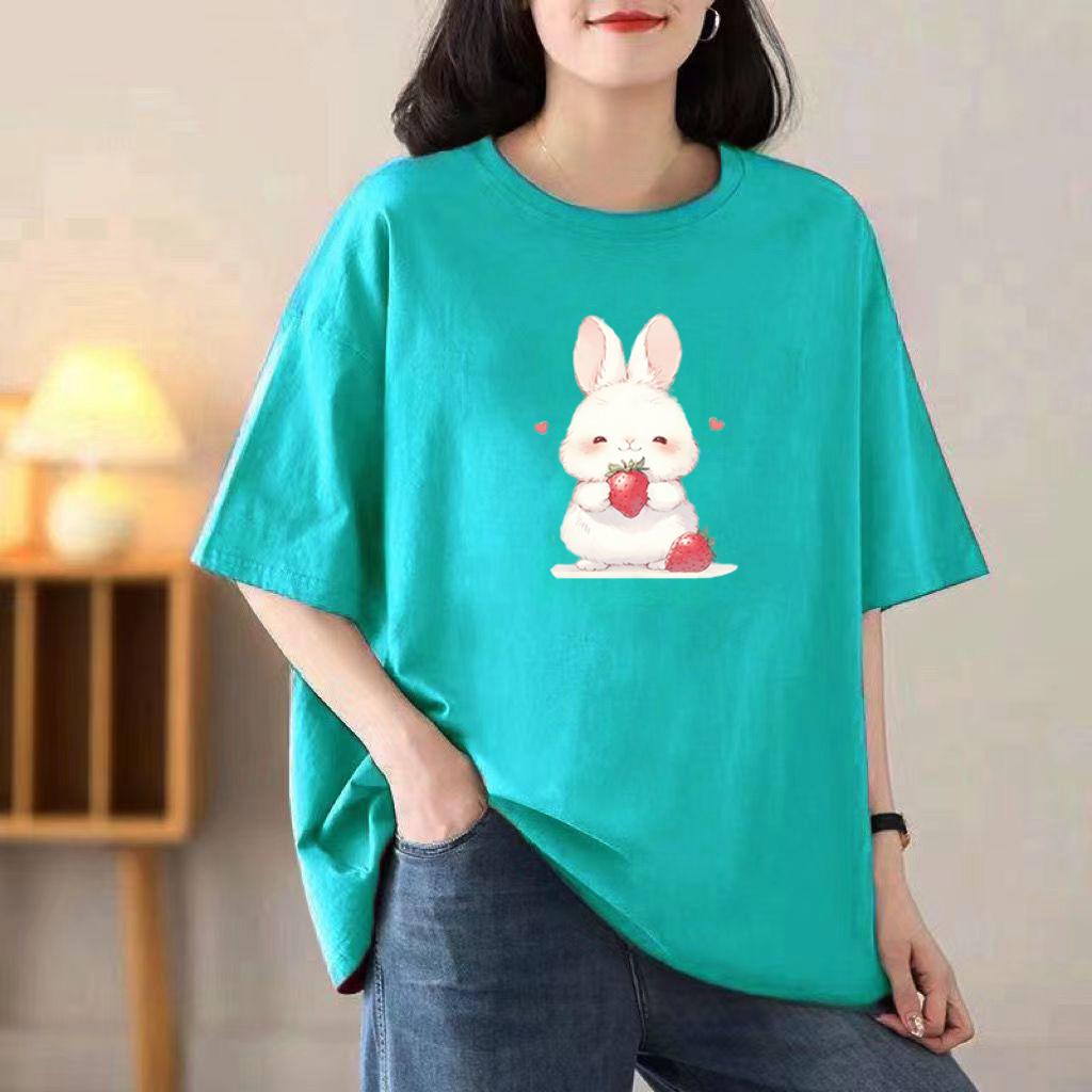 Summer New Short-sleeved T-shirt Female Korean Version of The Printed Loose Tops Loaded Cotton
