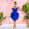 X6293 Fashion Women's Solid Color Sleeveless Ruffle Short Dress