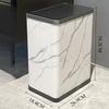 Stainless Steel Trash Can with Lid Luxury Large Capacity Trash Bin Minimalist Built-in Wastebasket Home Room Bathroom Supplies