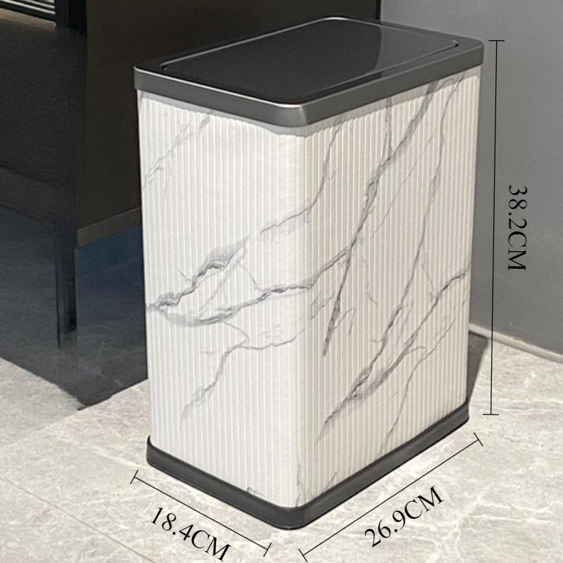 Stainless Steel Trash Can with Lid Luxury Large Capacity Trash Bin Minimalist Built-in Wastebasket Home Room Bathroom Supplies