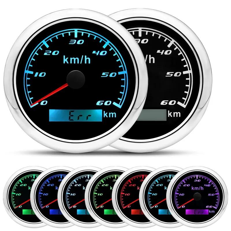 7Color LED Car GPS Speedometer 85MM Waterproof IP67 Speed Meter 60km/h with Antennafor Marine Boat Car ATV Motorcycle