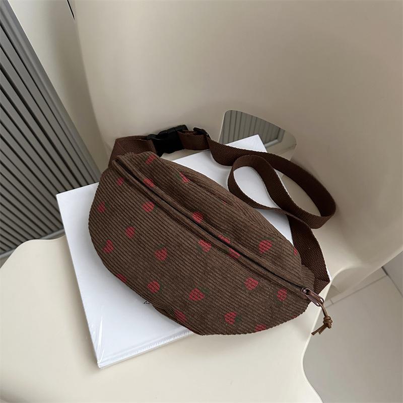 Strip breast bag women 2025 fashion strawberry print small satchel small fresh casual versatile shoulder bag