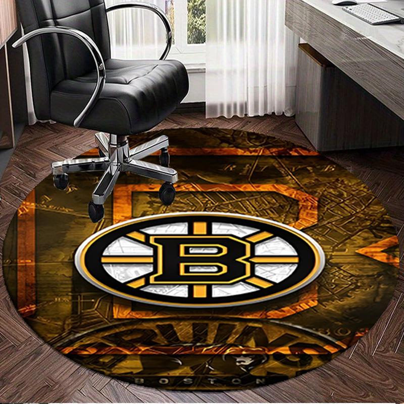 1PC Bruins Emblem hockey Round Rug, Non-slip Chair Mat, Home Decor, Circle Carpet Perfect for Office, Bedroom, Living Room,Christmas gift