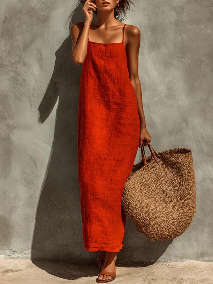 Bohemian Square Neck Adjustable Strap Maxi Dress