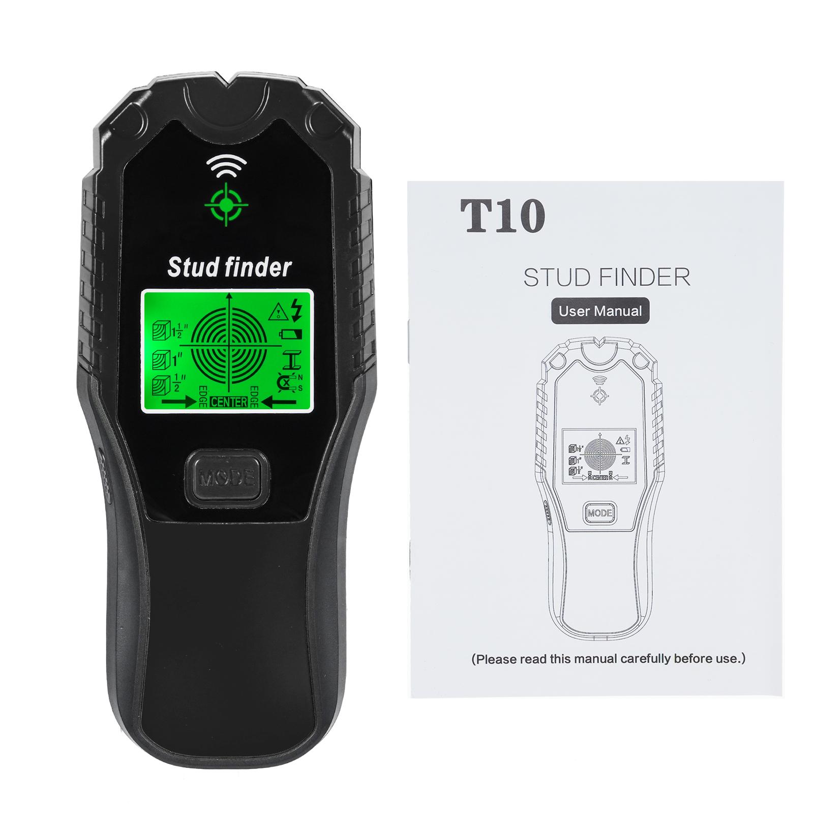 

Настенный сканер для поиска стоек 5 в 1, многофункциональный инструмент для поиска стоек с ЖК-дисплеем и звуковой сигнализацией для центра и края металла и дерева чёрный