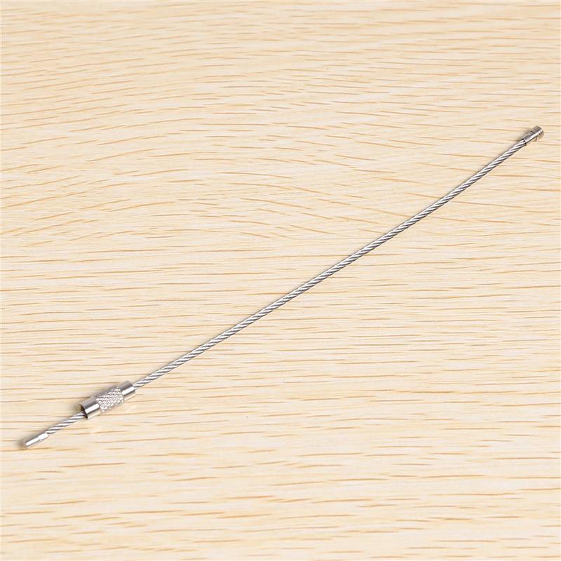 Good-4Pcs Stainless Steel Screw Locking Wire Keychain Cable Key Rings Outdoor Accessory