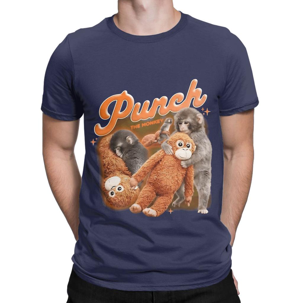 Punch Monkey Graphic Funny 100 Cotton TShirt Bib Punch The Monkey Tops Tees For Unisex