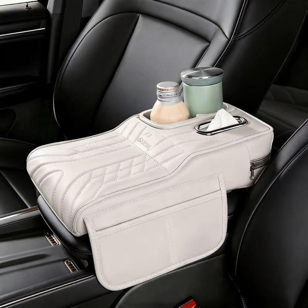 Height Increase Center Console Pad PU Leather Vehicle Armrest Cushion Auto Armrest Cover Mat SUV