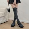 Women's Elastic Socks Boots Long Tube Over Knee Thick Heel Slimming Knit Socks Shoes New 2026 Autumn Platform Botas Mujer
