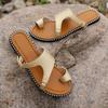 Large size set of toe flat bottom wind slippers summer new hollow broadband women's shoes tea