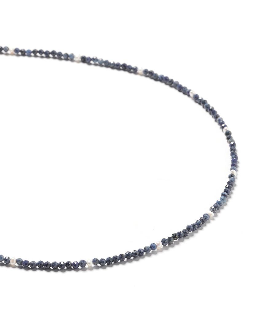 Polalita Deep Blue Mini Pearl Point Gemstone Necklace (Plt-Nl-023_Bl)