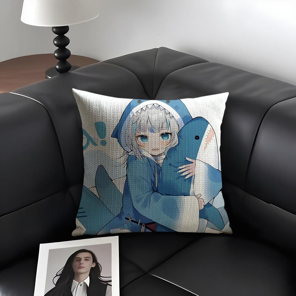 G-Gawr Guraa Anime Cushion Cover Natural Linen Organic Fabric Double-Sided Printing Sofa Home Decor Gift Pillow Case