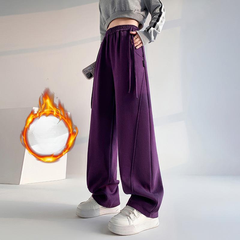 New American Sports Pants In Autumn, Loose Straight Slimming Wide-leg Banana Pants, Versatile High-waist Casual Pants for Women