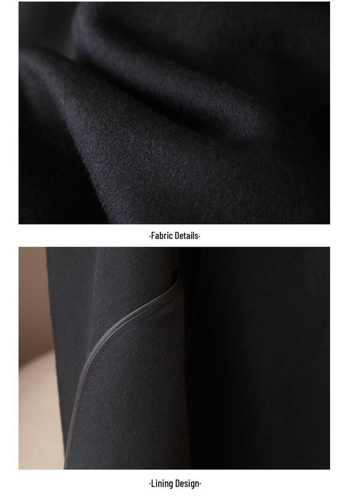 Spring 2026 Women's 10% Cashmere Wool Long Coat with Large Lapel