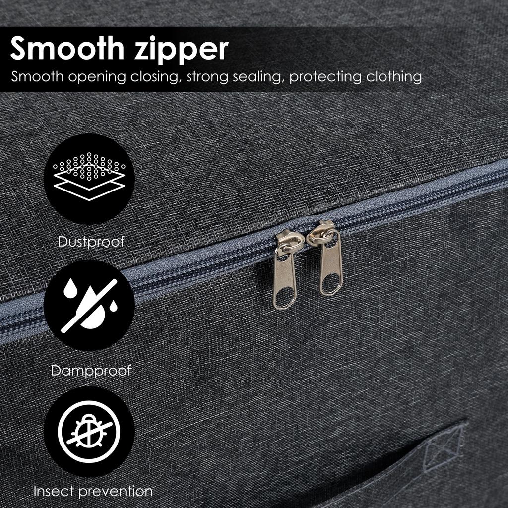 3Pcs Foldable Storage Box with Cover Clothes Storage Box with Zipper Multi Purpose Closet Organizer for Bedroom Living Room