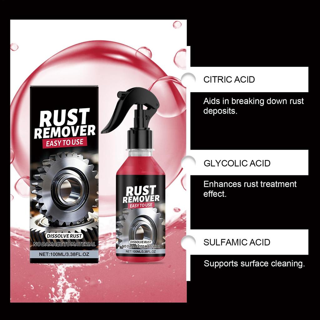 Rust Remover for Car Heavy Duty Coating Polishing Cleaner 100ml Car Paint Iron Removal Spray for Stain Yellowing Automotive Tire