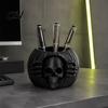 Funny Halloween Party Gift Skull Pumpkin Pen Holder, Gothic Decorative Pencil Cup, Spooky Unique Desk Stationery Organizer for Home Decor Room