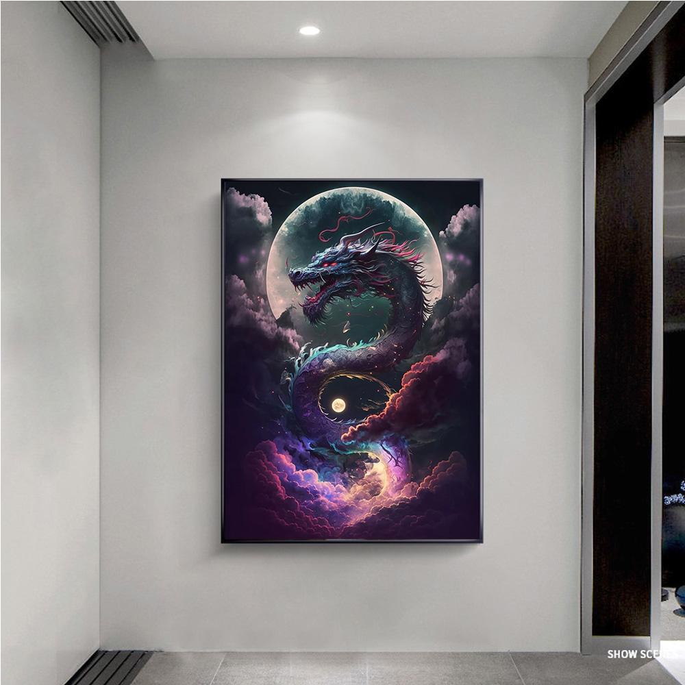 Fantasy Oriental Dragon In The Clouds Prints Poster Canvas Painting Modern Wall Art Pictures For Living Room Bedroom Home Decor